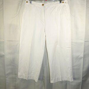 Lands’ End Straight Leg Khaki White Adjustable Waist Women’s Capri Size 14